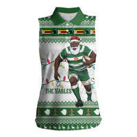 Zimbabwe Rugby Christmas Women Sleeveless Polo Shirt The Sables Krismes Yakanaka - Wonder Print Shop
