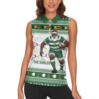 Zimbabwe Rugby Christmas Women Sleeveless Polo Shirt The Sables Krismes Yakanaka - Wonder Print Shop