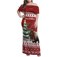 Personalized Canada Christmas Family Matching Off Shoulder Maxi Dress and Hawaiian Shirt Merry Christmoose - Wonder Print Shop