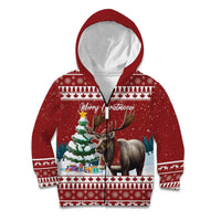 Personalized Canada Christmas Kid Hoodie Merry Christmoose - Wonder Print Shop