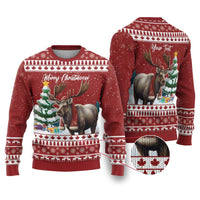Personalized Canada Christmas Ugly Christmas Sweater Merry Chistmoose - Wonder Print Shop