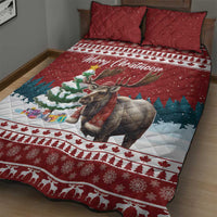 Canada Christmas Quilt Bed Set Merry Christmoose - Wonder Print Shop