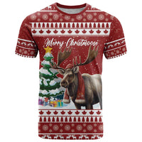 Personalized Canada Christmas T Shirt Merry Christmoose - Wonder Print Shop