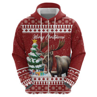 Personalized Canada Christmas Zip Hoodie Merry Christmoose - Wonder Print Shop