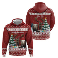 Personalized Canada Christmas Zip Hoodie Merry Christmoose - Wonder Print Shop