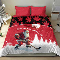 Canada Christmas Bedding Set Santa Claus Hockey Player - Maple Leaves Pattern - Wonder Print Shop