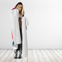 Canada Christmas Hooded Blanket Santa Claus Hockey Player - Maple Leaves Pattern