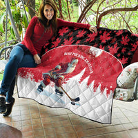 Canada Christmas Quilt Santa Claus Hockey Player - Maple Leaves Pattern - Wonder Print Shop