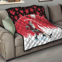Canada Christmas Quilt Santa Claus Hockey Player - Maple Leaves Pattern - Wonder Print Shop