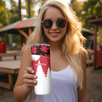 Personalized Canada Christmas Skinny Tumbler Santa Claus Hockey Player - Maple Leaves Pattern - Wonder Print Shop