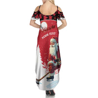Personalized Canada Christmas Summer Maxi Dress Santa Claus Hockey Player - Maple Leaves Pattern - Wonder Print Shop