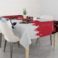 Canada Christmas Tablecloth Santa Claus Hockey Player - Maple Leaves Pattern - Wonder Print Shop