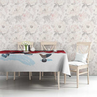 Canada Christmas Tablecloth Santa Claus Hockey Player - Maple Leaves Pattern - Wonder Print Shop