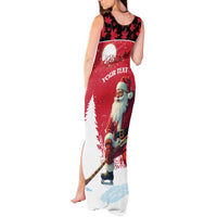 Personalized Canada Christmas Tank Maxi Dress Santa Claus Hockey Player - Maple Leaves Pattern - Wonder Print Shop