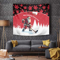 Canada Christmas Tapestry Santa Claus Hockey Player - Maple Leaves Pattern - Wonder Print Shop