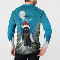 Iceland Christmas Button Sweatshirt Merry Yule Cat - Wonder Print Shop