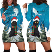 Iceland Christmas Hoodie Dress Merry Yule Cat - Wonder Print Shop