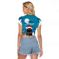 Iceland Christmas Raglan Cropped T Shirt Merry Yule Cat - Wonder Print Shop