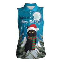 Iceland Christmas Women Sleeveless Polo Shirt Merry Yule Cat - Wonder Print Shop