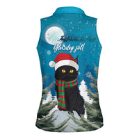 Iceland Christmas Women Sleeveless Polo Shirt Merry Yule Cat - Wonder Print Shop