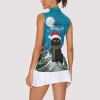 Iceland Christmas Women Sleeveless Polo Shirt Merry Yule Cat - Wonder Print Shop