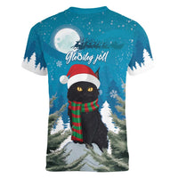 Iceland Christmas Women V-Neck T-Shirt Merry Yule Cat - Wonder Print Shop