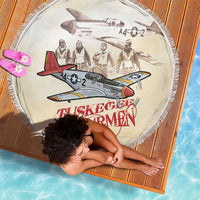 Tuskegee Red Tails Airmen Beach Blanket History Aviator Heroes Retro Style - Wonder Print Shop