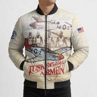 Tuskegee Red Tails Airmen Bomber Puffer Jacket History Aviator Heroes Retro Style - Wonder Print Shop