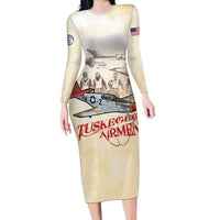 Tuskegee Red Tails Airmen Family Matching Long Sleeve Bodycon Dress and Hawaiian Shirt History Aviator Heroes Retro Style - Wonder Print Shop