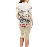 Tuskegee Red Tails Airmen Family Matching Long Sleeve Bodycon Dress and Hawaiian Shirt History Aviator Heroes Retro Style - Wonder Print Shop