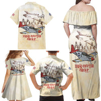 Tuskegee Red Tails Airmen Family Matching Off Shoulder Maxi Dress and Hawaiian Shirt History Aviator Heroes Retro Style - Wonder Print Shop
