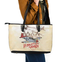 Tuskegee Red Tails Airmen Leather Tote Bag History Aviator Heroes Retro Style - Wonder Print Shop