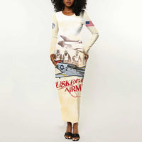 Tuskegee Red Tails Airmen Long Sleeve Bodycon Dress History Aviator Heroes Retro Style - Wonder Print Shop