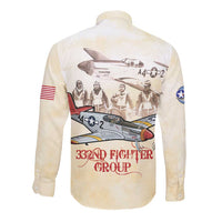 Tuskegee Red Tails Airmen Long Sleeve Button Shirt History Aviator Heroes Retro Style - Wonder Print Shop