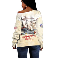 Tuskegee Red Tails Airmen Off Shoulder Sweater History Aviator Heroes Retro Style - Wonder Print Shop