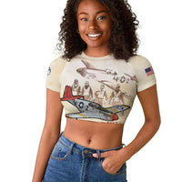 Tuskegee Red Tails Airmen Raglan Cropped T Shirt History Aviator Heroes Retro Style - Wonder Print Shop