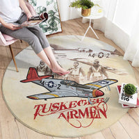 Tuskegee Red Tails Airmen Round Carpet History Aviator Heroes Retro Style - Wonder Print Shop