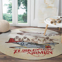 Tuskegee Red Tails Airmen Round Carpet History Aviator Heroes Retro Style - Wonder Print Shop