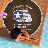Tuskegee Airmen WWII Heroes Beach Blanket The Great American Aviators Brown Leather Pattern - Wonder Print Shop