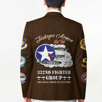 Tuskegee Airmen WWII Heroes Blazer The Great American Aviators Brown Leather Pattern - Wonder Print Shop