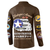 Tuskegee Airmen WWII Heroes Button Sweatshirt The Great American Aviators Brown Leather Pattern - Wonder Print Shop