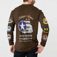 Tuskegee Airmen WWII Heroes Button Sweatshirt The Great American Aviators Brown Leather Pattern - Wonder Print Shop