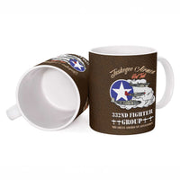 Tuskegee Airmen WWII Heroes Ceramic Mug The Great American Aviators Brown Leather Pattern - Wonder Print Shop