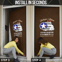 Tuskegee Airmen WWII Heroes Door Cover The Great American Aviators Brown Leather Pattern - Wonder Print Shop