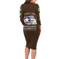 Tuskegee Airmen WWII Heroes Family Matching Long Sleeve Bodycon Dress and Hawaiian Shirt The Great American Aviators Brown Leather Pattern - Wonder Print Shop