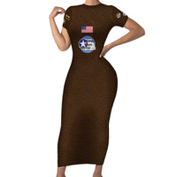 Tuskegee Airmen WWII Heroes Family Matching Short Sleeve Bodycon Dress and Hawaiian Shirt The Great American Aviators Brown Leather Pattern - Wonder Print Shop