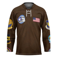 Tuskegee Airmen WWII Heroes Hockey Jersey The Great American Aviators Brown Leather Pattern - Wonder Print Shop