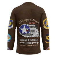 Tuskegee Airmen WWII Heroes Hockey Jersey The Great American Aviators Brown Leather Pattern - Wonder Print Shop