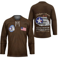 Tuskegee Airmen WWII Heroes Hockey Jersey The Great American Aviators Brown Leather Pattern - Wonder Print Shop