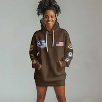Tuskegee Airmen WWII Heroes Hoodie Dress The Great American Aviators Brown Leather Pattern - Wonder Print Shop